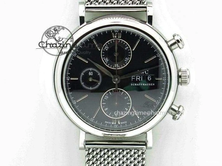 MIROTIME 0518 Portofino Chrono RG Black Dial on Black Leather Strap A HighPerformance 7389